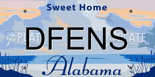 DFENS Alabama License Plate
