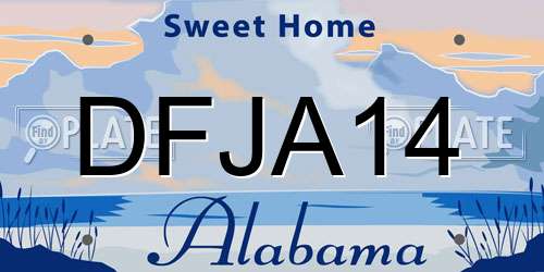 DFJA14 Alabama License Plate