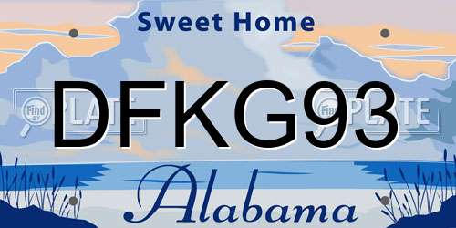 DFKG93 Alabama License Plate