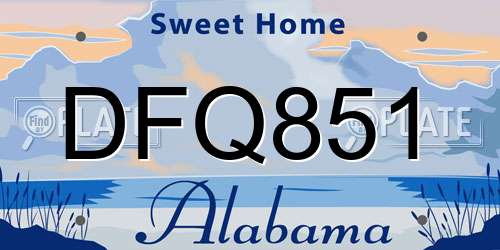 DFQ851 Alabama License Plate