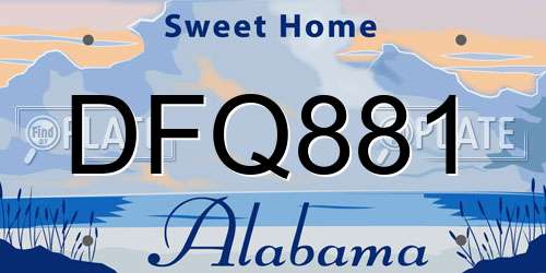DFQ881 Alabama License Plate