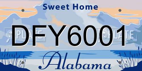 DFY6001 Alabama License Plate