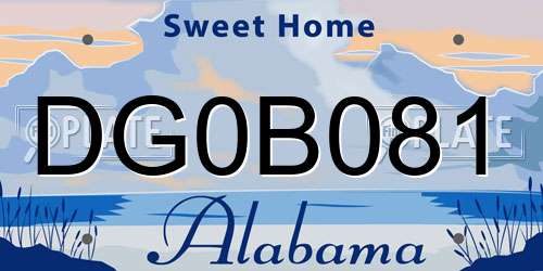 DG0B081 Alabama License Plate
