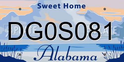 DG0S081 Alabama License Plate