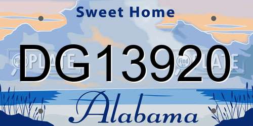 DG13920 Alabama License Plate