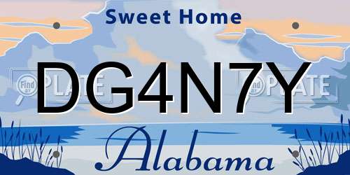 DG4N7Y Alabama License Plate