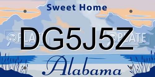 DG5J5Z Alabama License Plate