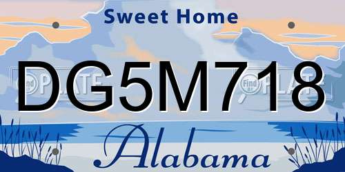 DG5M718 Alabama License Plate