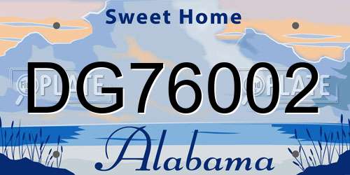 DG76002 Alabama License Plate