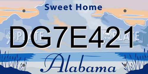DG7E421 Alabama License Plate