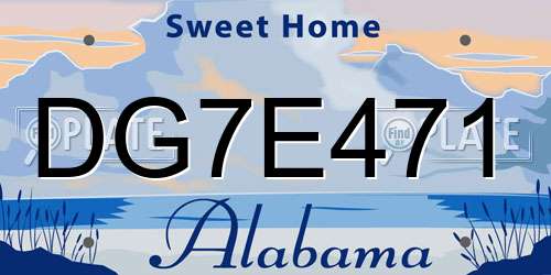 DG7E471 Alabama License Plate