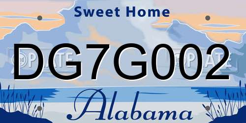DG7G002 Alabama License Plate