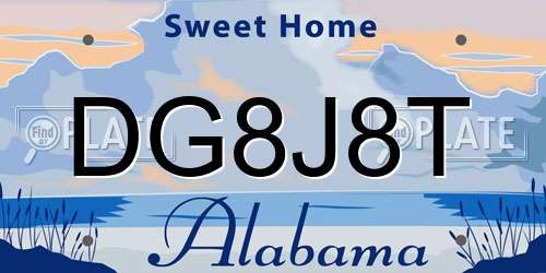 DG8J8T Alabama License Plate