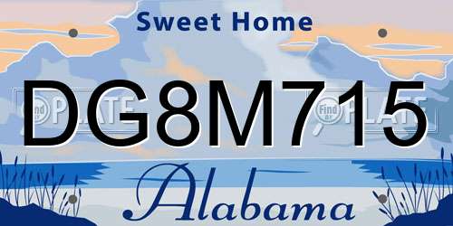 DG8M715 Alabama License Plate