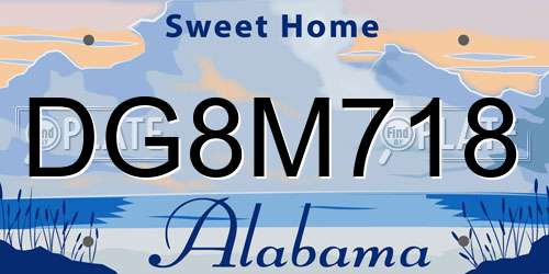 DG8M718 Alabama License Plate