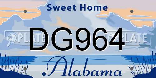 DG964 Alabama License Plate