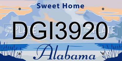 DGI3920 Alabama License Plate