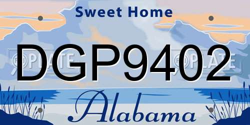 DGP9402 Alabama License Plate