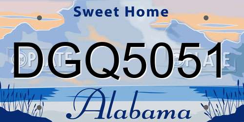 DGQ5051 Alabama License Plate