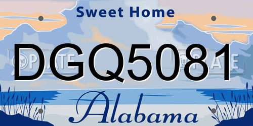 DGQ5081 Alabama License Plate
