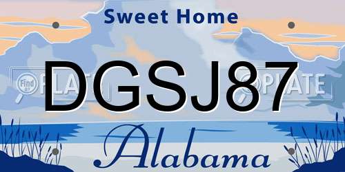 DGSJ87 Alabama License Plate