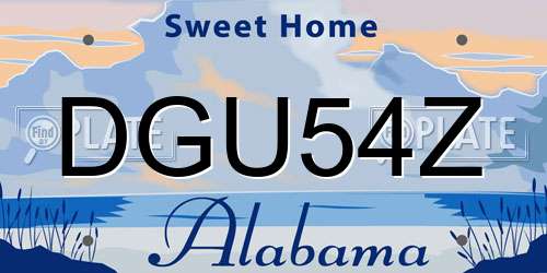 DGU54Z Alabama License Plate