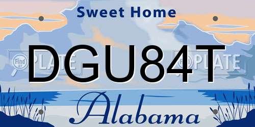 DGU84T Alabama License Plate