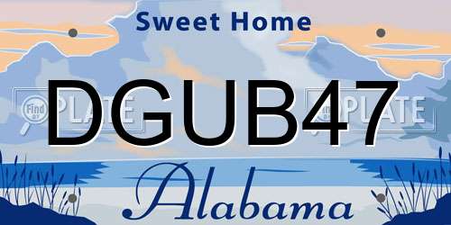 DGUB47 Alabama License Plate