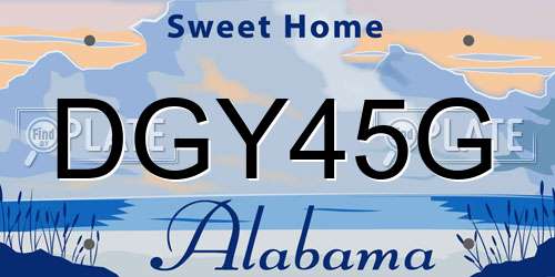DGY45G Alabama License Plate