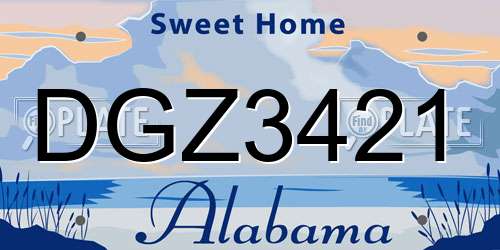 DGZ3421 Alabama License Plate