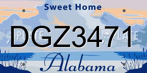 DGZ3471 Alabama License Plate