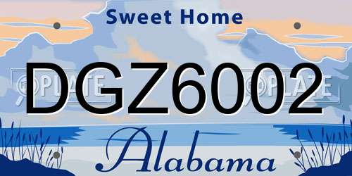 DGZ6002 Alabama License Plate