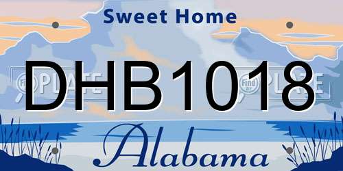 DHB1018 Alabama License Plate
