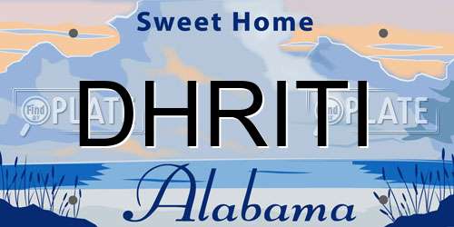 DHRITI Alabama License Plate