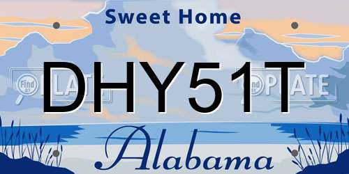 DHY51T Alabama License Plate