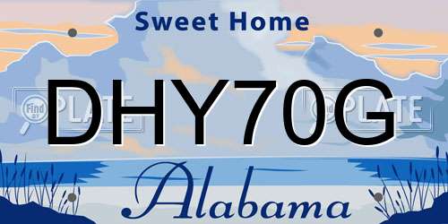 DHY70G Alabama License Plate