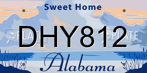 DHY812 Alabama License Plate