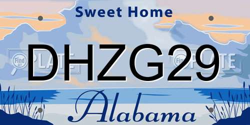 DHZG29 Alabama License Plate