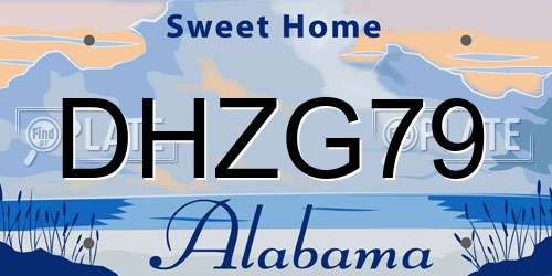 DHZG79 Alabama License Plate