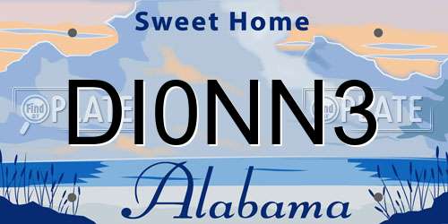 DI0NN3 Alabama License Plate