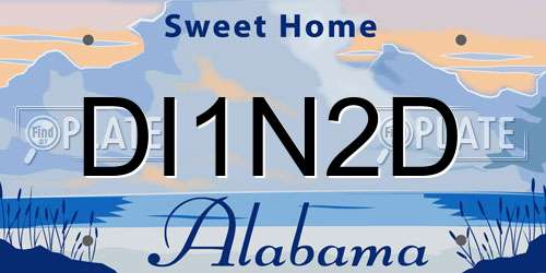 DI1N2D Alabama License Plate