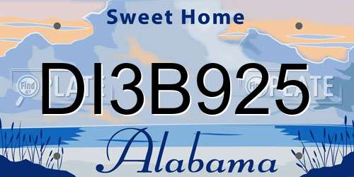 DI3B925 Alabama License Plate