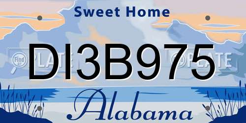 DI3B975 Alabama License Plate