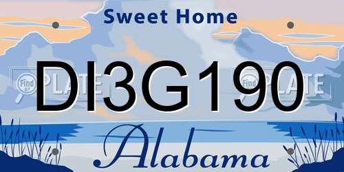 DI3G190 Alabama License Plate