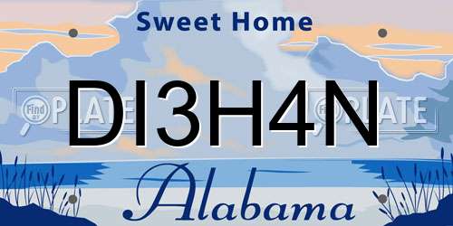 DI3H4N Alabama License Plate