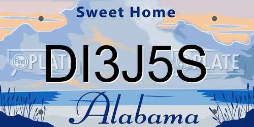 DI3J5S Alabama License Plate