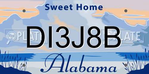 DI3J8B Alabama License Plate