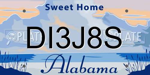 DI3J8S Alabama License Plate