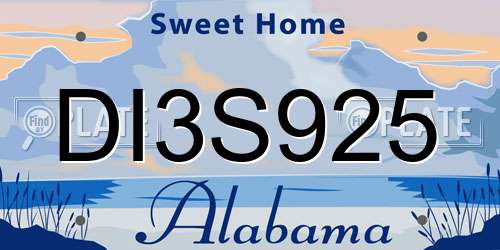 DI3S925 Alabama License Plate