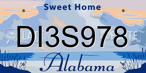 DI3S978 Alabama License Plate